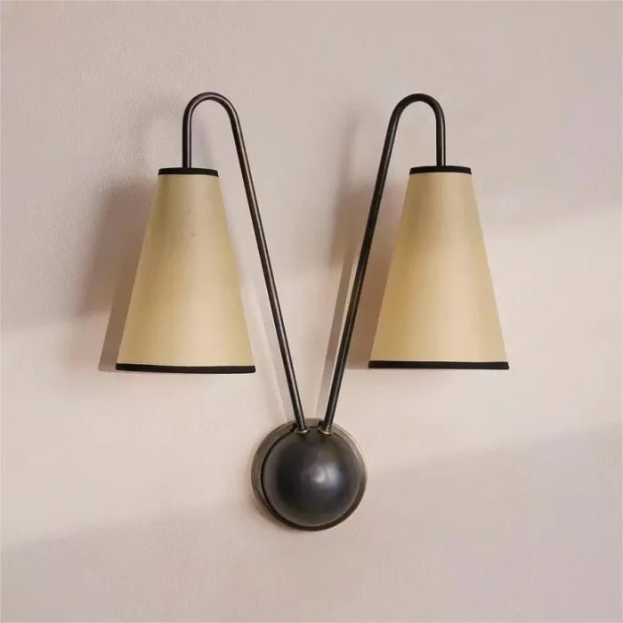 All Copper Double Head Cloth Wall Lamp Bedroom Residential Living Room Hallway Indoor Household LED Wall Light 4