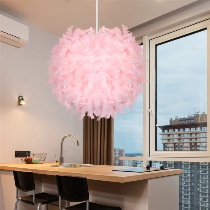 Mordern Feather Pendant Lamp Fairy Hanging Light E27 Lamp Holder for Bedroom Dining Room Cloakroom Shop Chandelier Art Decor 2