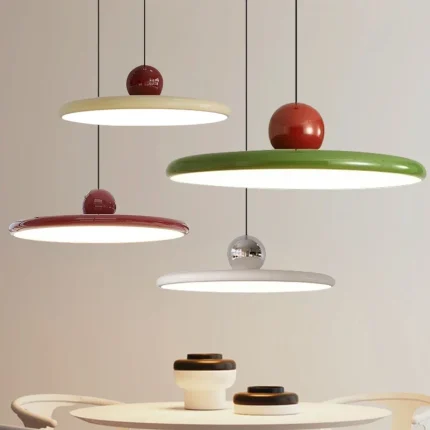 LED Nordic Pendant Light Macaron Iron Home Decoration Hanging Lamp Restaurant Living Room Bedroom Indoor Illumination Chandelier 2