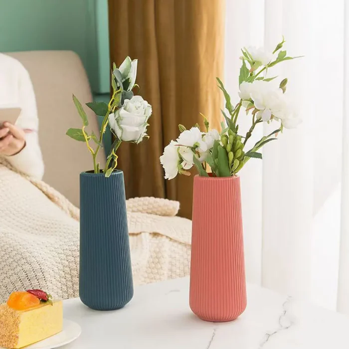 Solid Color Imitation Ceramic Vase Nordic Style Modern Simple Plastic Vases Creative Wedding Table Indoor Decoration Flower Pot 4