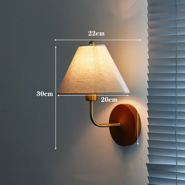 Retro Linen Wall Lamp Bedroom Bedside Study Entrance Balcony Lamp Atmosphere Decorative Lamp Solid Wood Aisle Lamp 5