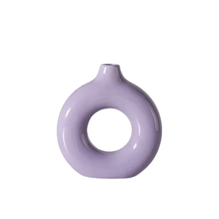 Nordic Ins Circle Ceramic Vase Ornaments Living Room Bedroom Dining Table Flower Arrangement Container Birthday Gift Decoration 5