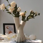 Nordic Instagram Hand Shaped Ceramic Vase Ornaments Living Room Bedroom Dried Flower Vase Crafts Home Decoration Accessories 1