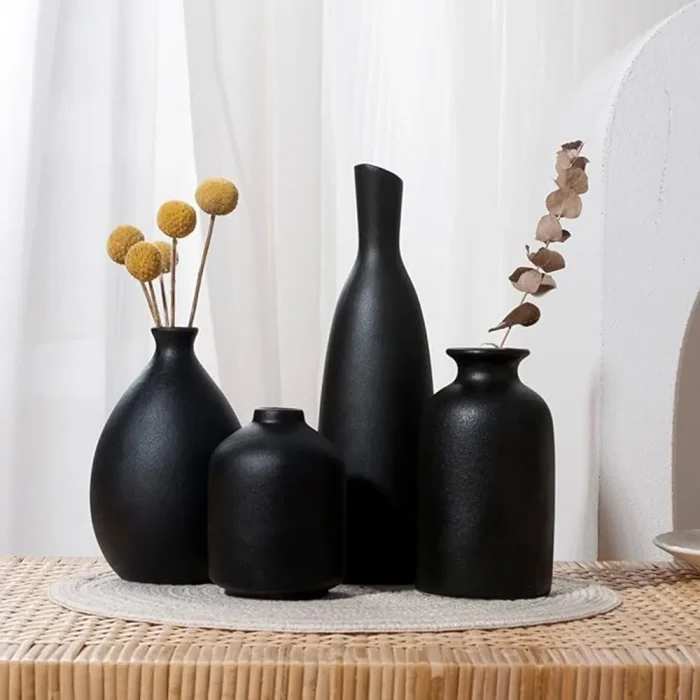 Ceramic Vase Set of 4, Classic Matte Vases Home Decorations for Table Shelf Office Decor 6