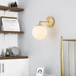 Copper Glass Ball Wall Light Bathroom LED Mirror Headlight Bedroom Bedside Dining Room Interior Decoration Wall Lamp 3