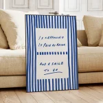 Maximalist Abstract Blue Creative Line Quotes Bonne Nuit Wall Art Aluminum Frame Canvas Painting Posters Living Room Home Decor 2
