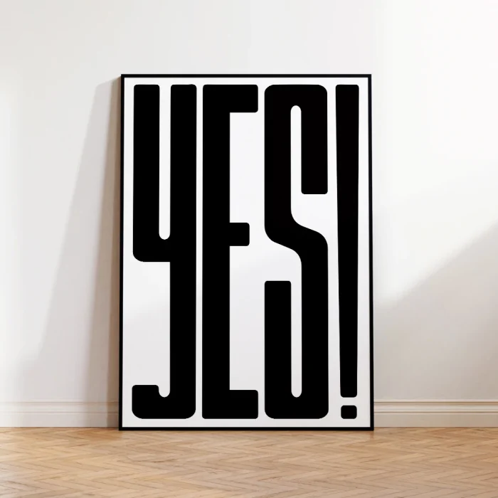 Modern Minimalist Nordic YES Quotes Black Red Wall Art Aluminum Frame Prints Canvas Painting Poster for Living Room Home Decor 2