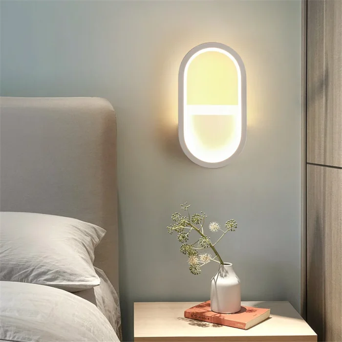 Indoor LED Wall Light Oval Shape Bedside Lamp Modern Nordic Lighting for Bedroom Home Hallway Study Living Room Staircase Sconce 4