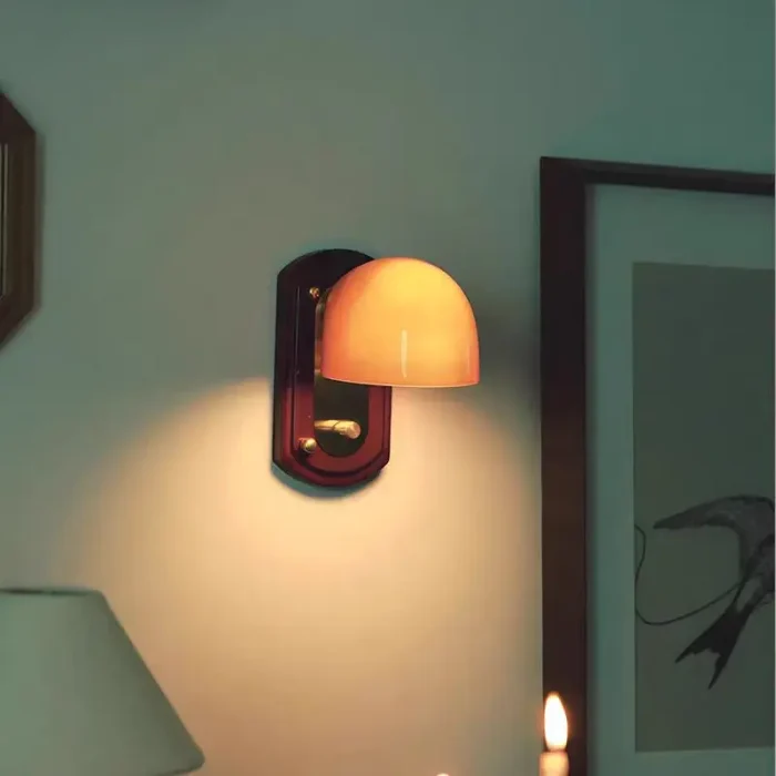 Bedroom Headboard Wall Light Orange Glass Lights Knob Switch Access Bathroom Balcony Porch Wall Lamp 3