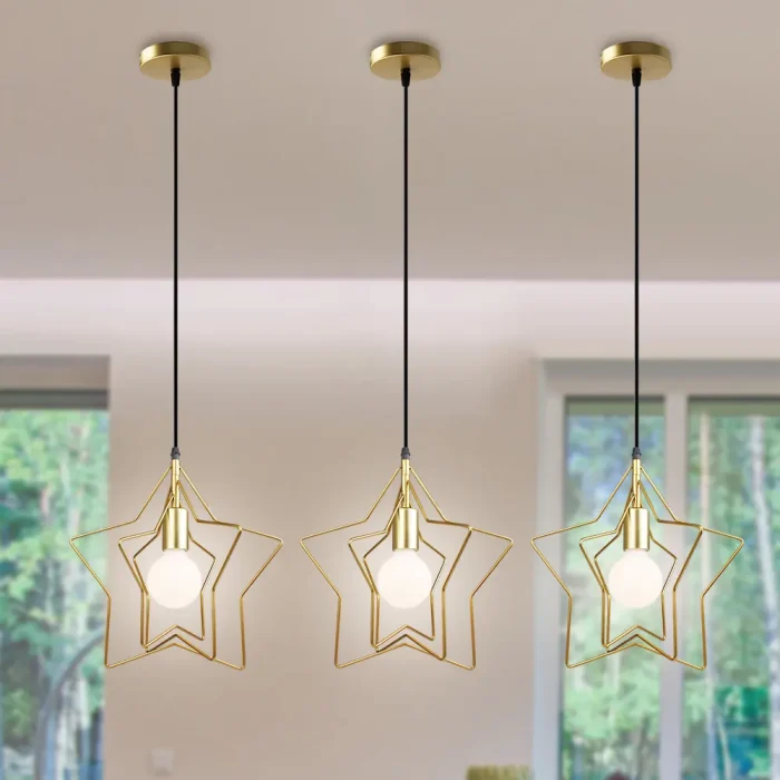Retro Loft Led Pendant Lights Pentagram Coffee Shop Hotel Decoration Restaurant Bar Iron Art Hanglamp shape adjustable 1
