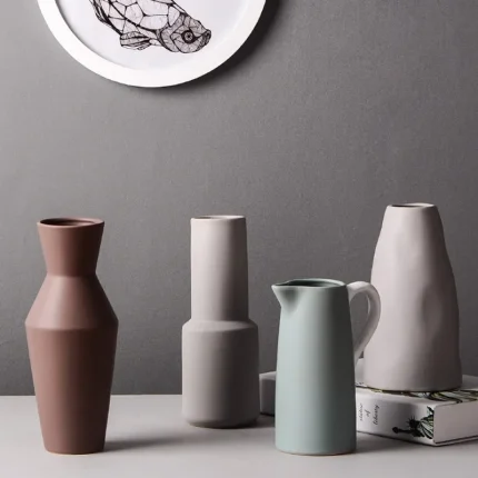 Nordic Ins Ceramic Vase Hydroponic Dried Flower Flower Arrangement Flower Decoration Desk Living Room Home Decoration Vases 1