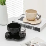 Creative Ceramic Coffee Cup and Dish Set Mug Living Room Kitchen Bar Breakfast Couple Office Tea Cup Crafts Home Decoration 1