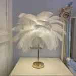 Feather Table Lamp Rechargeable Usb Plug Led Desk Table Lights Bedside Living Room Indoor Lighting Stand Light Night Light 3
