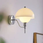 Mushroom Glass Wall Lamp White with Plug Living Room Background Wall Light French Nordic Bedroom Bedside Lamp 1