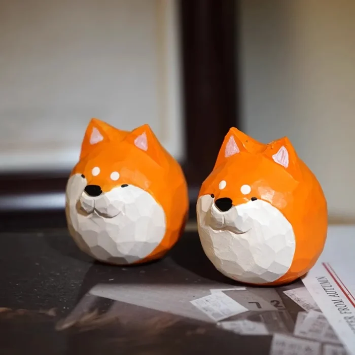 Creative Handmade Wood Carving Doggy Sculpture Ornaments Living Room Bedroom Office Desktop Animal Statue Crafts Birthday Gifts 4