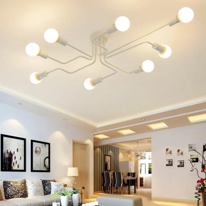 Retro Iron Chandelier Black White 4/6/8 Sockets Lighting Vintage Spider Chandelier Modern Ceiling Lamp Light Fixture Lighting 1