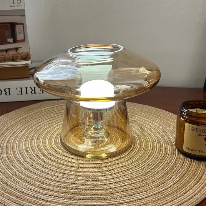 USB Dimming Creative Glass Table Lamp LED Flying Saucer Decorative Atmosphere Lamp Desk Bedroom Bedside Night Light 2