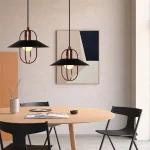 Creative Pendant Light Hollow Wrought Wide Brim Cover E27 Pendant Lamp Over Table Restaurant Shop Kitchen Hanging Lighting Decor 2