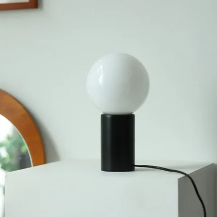 Glass Table Lamp Solid Wood Base Bedroom Children's Room Bedside Study Decorative Ceramic Ornaments Retro Desk Lamp 2
