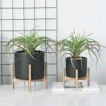 Flower Pot Nordic Desktop Solid Wood Flower Stand Cement Fleshy Flower Pots Creative Simple Living Room Balcony Assembly Cement 2