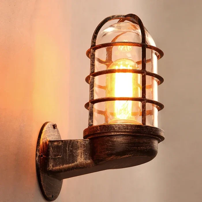 Retro Glass Wall Lamp Vintage Industrial Luster Wall Light Home Decor Light Fixture For Loft Aisle Bar Indoor Courtyard Outdoor 3