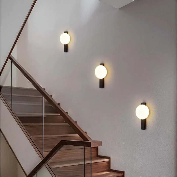 Nordic Bedroom Bedside Lamp Wall Lamp Simple LED Round Staircase Lighting Balcony Aisle Corridor Light 3