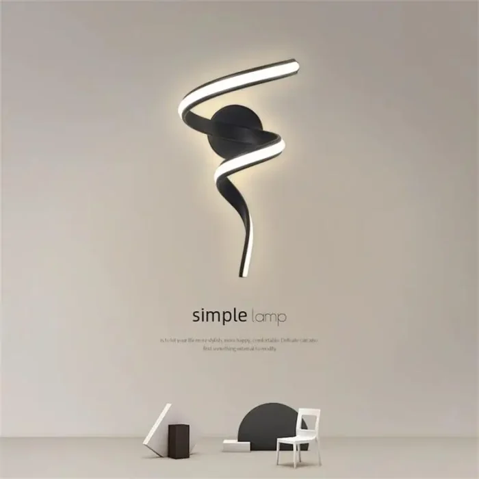 Modern LED Wall Lamp Minimalist Spiral Wall Light Curve Home Decor Fixture Surface Mount Art Led Wall Sconce For Bedroom Balcony 2