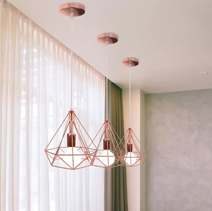 Retro Led Pendant Light E27 Iron Frame Ceiling Chandelier Lighting for Kitchen Over Table Dining Room Living Room Hanging Lamp 4