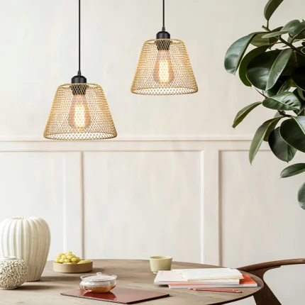 Postmodern Design Pendant Lamp Iron Net Lampshade LED Hanglamp Fixture For Bedroom Living Room Restauran Chandelie 1