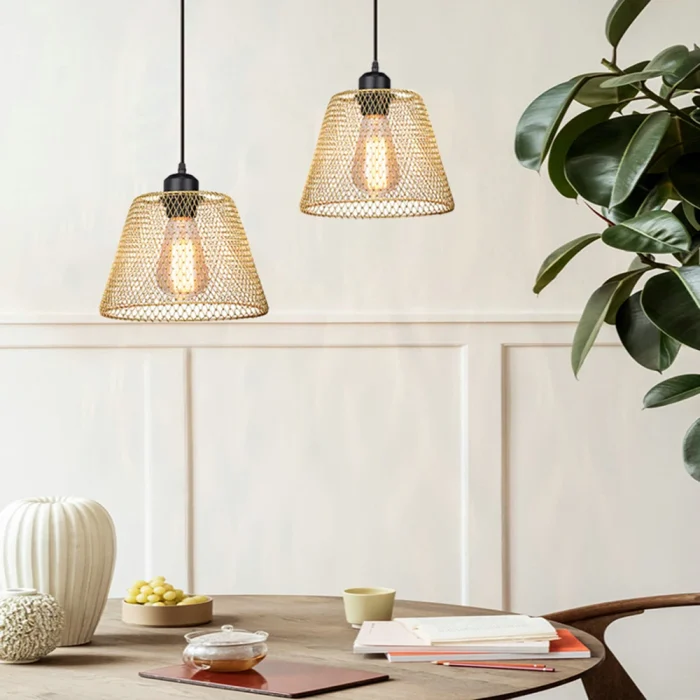 Postmodern Design Pendant Lamp Iron Net Lampshade LED Hanglamp Fixture For Bedroom Living Room Restauran Chandelie 1