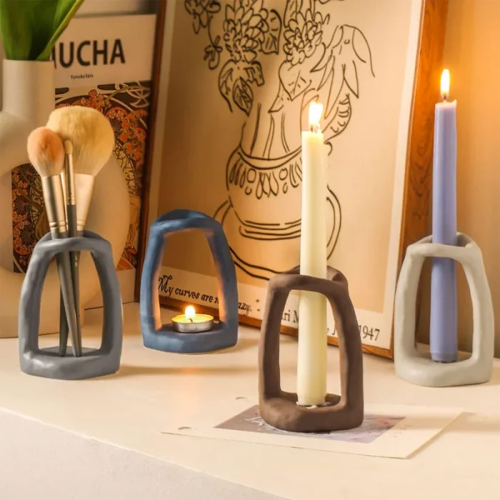 Candle Holder Nordic Home Decoration Ceramic Candles and Supports Candlesticks Home Decorative Candles Wedding Centerpiece Gifts 2