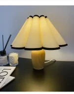 USB Wooden Table Lamp with Lampshade Small Wood LED Table Light Lamp for Bedside Bedroom Dining Night Lamp 6