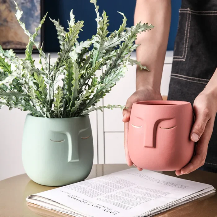 Nordic abstract figure ceramic flower pot balcony succulent cactus potted home decoration outdoor garden accessories 2