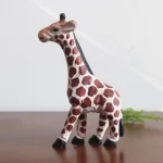 Creative Handmade Log Carving Giraffe Sculpture Ornaments Living Room Wine Cabinet Tabletop Zebra Statue Crafts Birthday Gifts 5