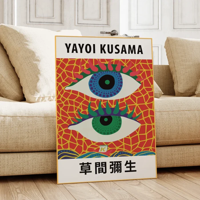Modern Abstract Japanese Art Yayoi Kusama Eyes Wall Art Aluminum Frame Prints Canvas Painting Poster Living Room Home Decor 3