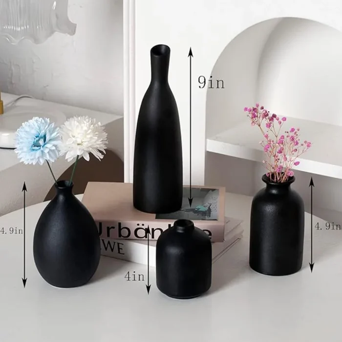 Ceramic Vase Set of 4, Classic Matte Vases Home Decorations for Table Shelf Office Decor 3