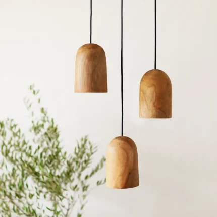 Solid wood chandelier Kitchen Island dining table bedroom bedhead study Wood pendant lamp Log Nordic Japanese lighting 1