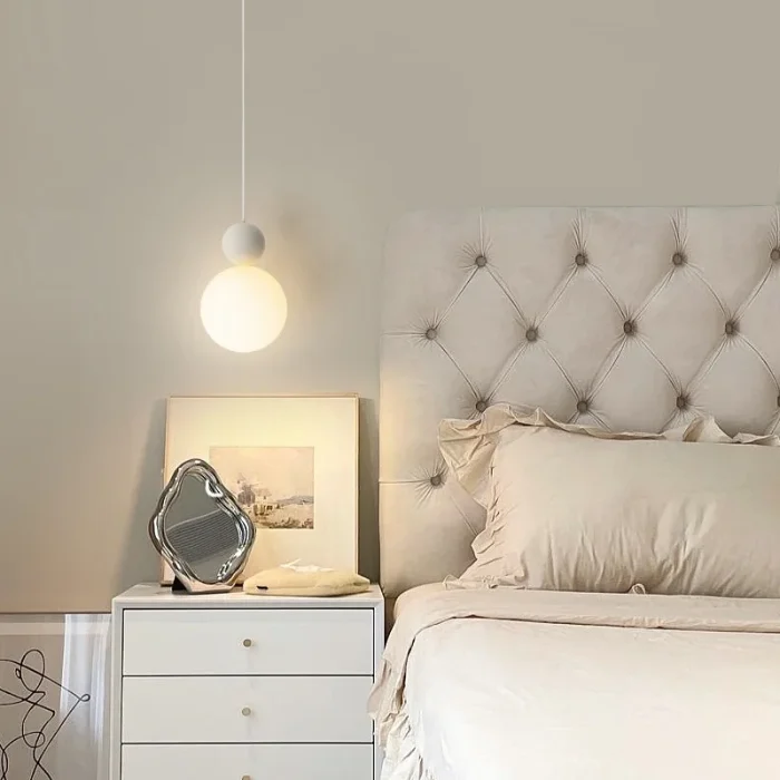 Nordic Led Pendant Lamp Cream Style Restaurant Bar Dining Room Home Decor Pendant Lights Bedroom Bedside Hanging Lamp Fixture 2