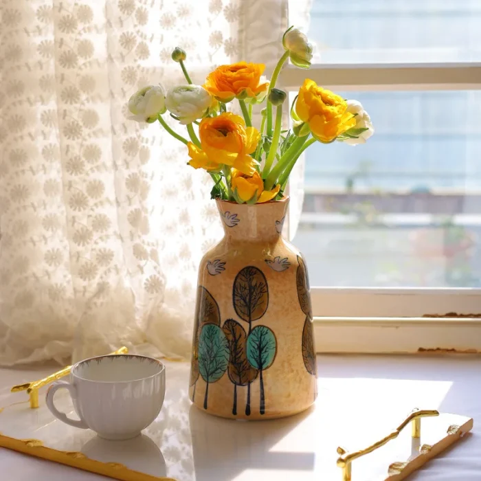 European Style Countryside Ceramic Hand-painted Art Vase Living Room Bedroom Tabletop Flower Arrangement Vases Home Decoration 3