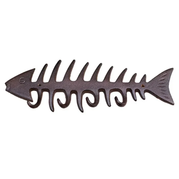Creative cast iron fish bone hook wall hook garden courtyard outdoor decoration personality grocery European-style ornaments 5
