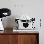 Nordic style heart-shaped pattern knitted tissue bag Modern simple household decoration tissue bag Creative desktop tissue box 6