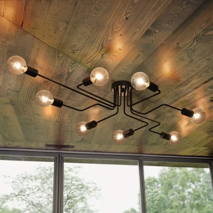 Retro Iron Chandelier Black White 4/6/8 Sockets Lighting Vintage Spider Chandelier Modern Ceiling Lamp Light Fixture Lighting 6