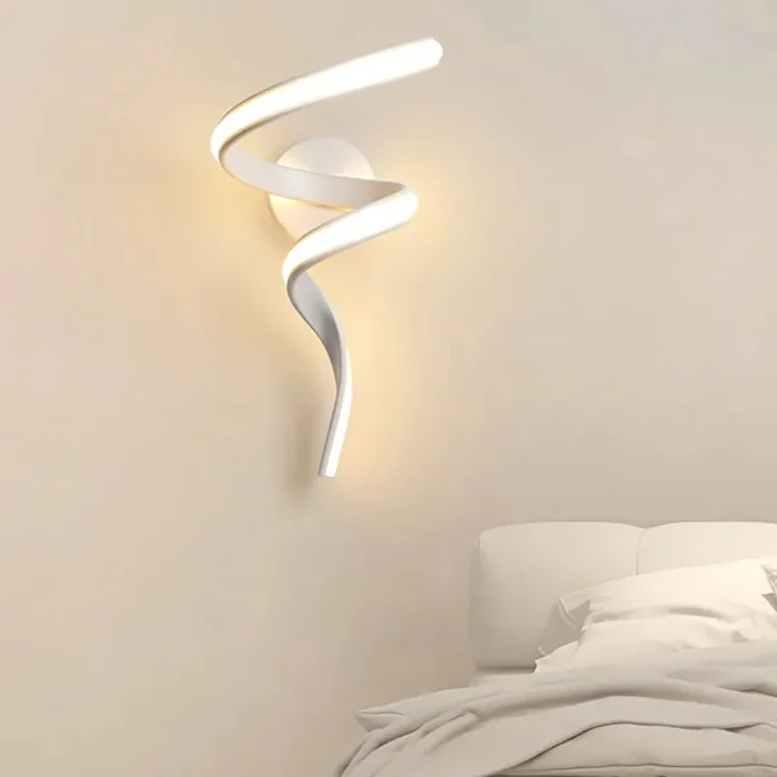 Modern LED Wall Lamp Minimalist Spiral Wall Light Curve Home Decor Fixture Surface Mount Art Led Wall Sconce For Bedroom Balcony 4