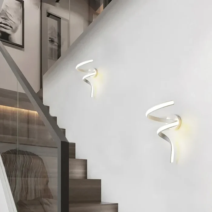 Modern LED Wall Lamp Minimalist Spiral Wall Light Curve Home Decor Fixture Surface Mount Art Led Wall Sconce For Bedroom Balcony 5