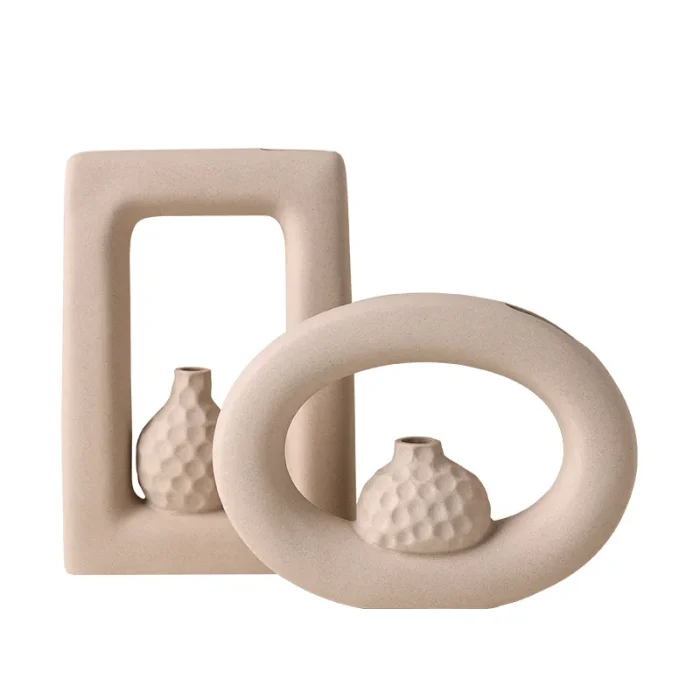 Nordic Ins Plain Embryo White Ceramic Vase Ornaments Living Room Homestay Hotel Desktop Flower Arrangement Container Home Decor 5
