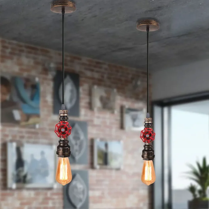 Vintage Loft Industrial Iron Water Pipe Pendant Lamp Retro E27 LED Pendant Light Bar Restaurant Kitchen Bedroom Hanging Lights 4