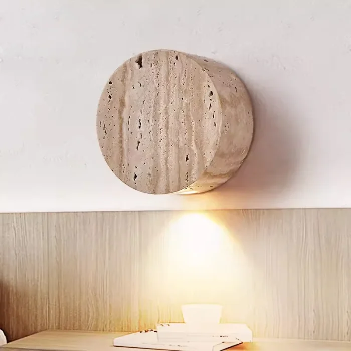 Nordic Yellow Travertine Bedroom Bedside Wall Lamp Living Room Hallway Entrance Atmosphere Decorative Lighting 1