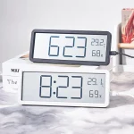 Digital Alarm Clock LCD Display Multifunctional Temperature Humidity Alarm Clock Ultra Thin Electronic Clock Room Home Decor 2
