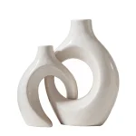 Nordic Special-shaped Ceramic Candlestick Vase Ornaments Creative Circle Candel Holder Home Living Room Candlestick Crafts 5