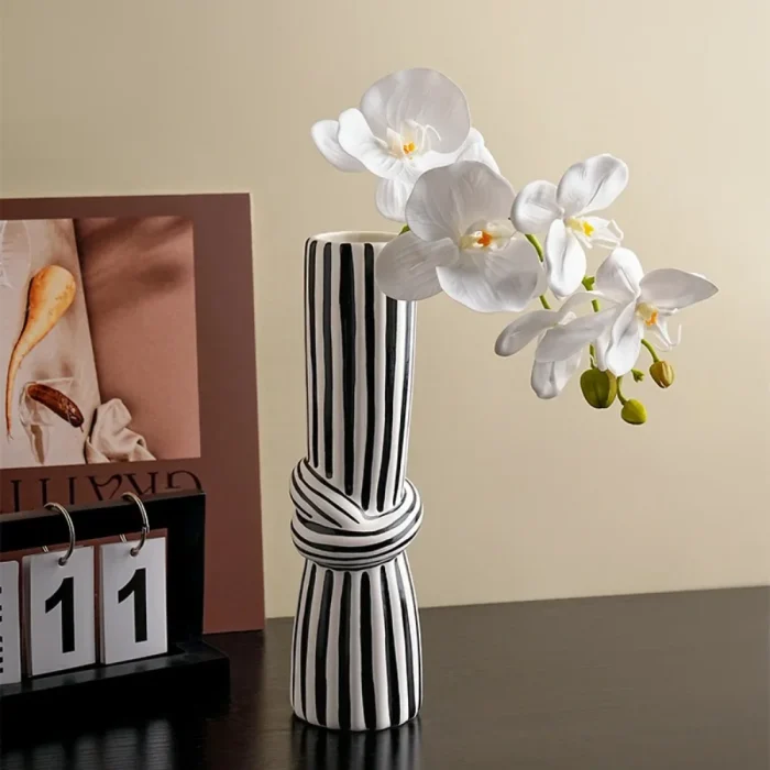 Nordic Ins Striped Knot Vase Ornaments Living Room Bedroom Dining Table Flower Arrangement Container Crafts Wedding Decoration 4